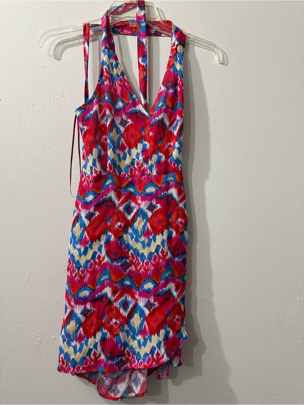 Zara Multicolor Pink Red Blue Ikat Mini Dress